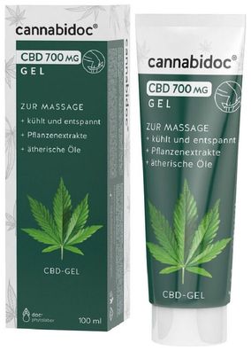 CBD 700mg-Gel zur Massage, Teufelskralle, Ackerschachtelhalm, vegan cannabidoc