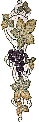 Plauener Spitze Fensterbild 45 cm Weintrauben Fensterdeko Mediterran Stickerei Herbst