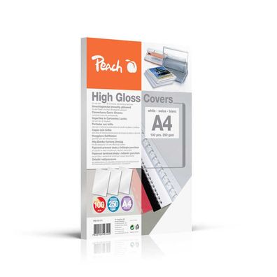 Peach PB100-01 Rückwände Deckblätter A4, 250 g/ m², hochglänzend, weiß
