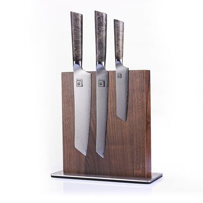 Zayiko 3er Damastmesser-Set - hochwertiges Profi Messer mit Ahornholzgriff inkl. ...