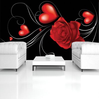 Vlies Fototapete Blumen Rose Rot Modern Abstrakt TAPETE XXL Wohnzimmer Schlafzimmer