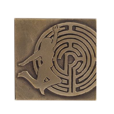 Bronzeplakette zur Konfirmation: Labyrinth Aufdruck auf Geschenkver