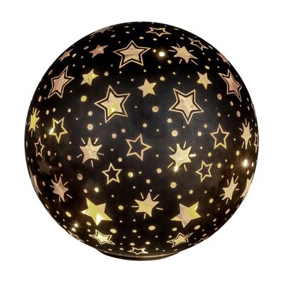 Kugel LED Licht Sterne | Dekokugel auf Stand schwarz Weihnachtskugel Timer 15cm