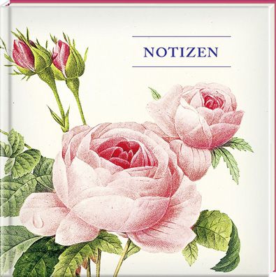 Notizbuch Rose Notizbuch mit floralem Kupferstichmotiv und Leinenop