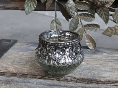 Chic & Antique Teelichthalter Kerzenhalter S3 Shabby Glas / Metall Windlicht