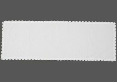 Tischläufer 140 cm x 40 cm Shabby weiß Landhaus Baumwolle Tischdecke Spitzenrand