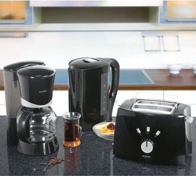 Bomann FS1500CB N 3IN1 Frühstück Set Kaffeemaschine Wasserkocher Toaster Schwarz
