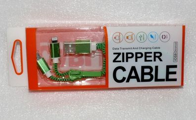 7x 1m USB 2IN1 Anschluss Verbindung Lade Kabel Micro USB & Lightning 8Pin Grün