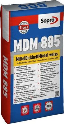Sopro MDM 885 MittelDickbettMörtel weiss Mittel u. Dickbettmörtel Mörtel 25 KG