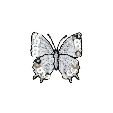 Schmetterling, Pailletten, silber Monoquick