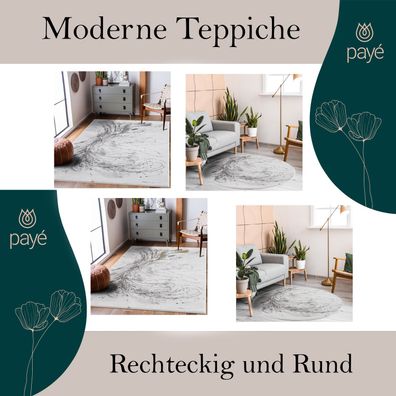 Teppich Wohnzimmer - Abstraktes Design Meliert - Grau - Vintage - Wohnteppich