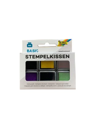 folia 30180 Stempelkissen Set BASIC, 6 Stück farbig sortiert