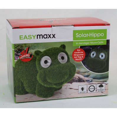 Easymaxx Solar Figur Hippo in Moos Optik