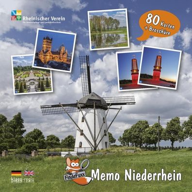 FindeFuxx Memo Niederrhein, mit 1 Buch 80 Spielkarten (40 Bildpaare