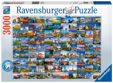 Ravensburger Puzzle 17080 - 99 Beautiful Places in Europe - 3000 Te