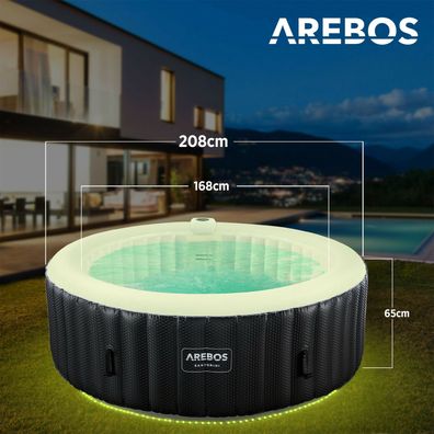 AREBOS Whirlpool In-Outdoor Spa Whirlpool LED Wellness Heizung Pool Aufblasbar