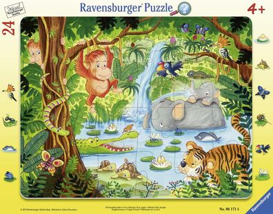 Ravensburger Kinderpuzzle - 06171 Dschungelbewohner - Rahmenpuzzle