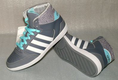 Adidas F98641 Hoops VL MID W Damen Leder Schuhe Sneaker 36 2/3 US5,5 Grau Türkis