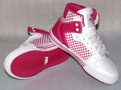 Supra Vaiders S11210K HI Cut Junior Schuhe Freizeit Sneaker 35,5 UK2,5 Pink Weiß