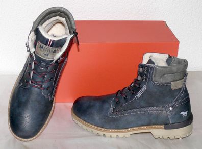 Mustang ZIP Warme Herbst Winter Leder Schuhe Boots Stiefel Futter 42 Navy N41