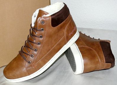 Petrolio 83343 Warme Winter Leder Schuhe Boots Stiefel Warm Futter 44 45 Cognac