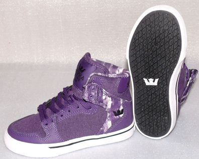 Supra Vaider S11213K HI Cut Kinder Schuhe Freizeit Sneaker 30 UK 11 Purple Weiß