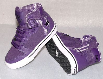Supra Vaider S11213K HI Cut Kinder Schuhe Freizeit Sneaker 29 UK10 Purple Weiß