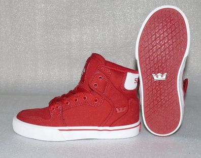 Supra Vaiders S11212K HI Cut Kinder Schuhe Freizeit Sneaker Gr 29 UK10 Rot Weiß