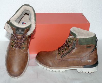 Mustang ZIP Warme Herbst Winter Leder Schuhe Boots Stiefel Futter 42 Braun N13