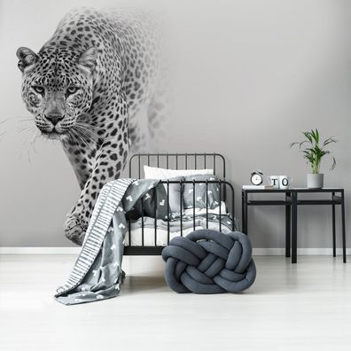Vlies Fototapete Tiere Gepard Modern Grau TAPETE XXL Wohnzimmer Schlafzimmer