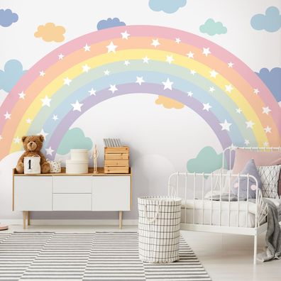 Vlies Fototapete Kinderzimmer Regenbogen Sterne Wolke TAPETE XXL Mädchen