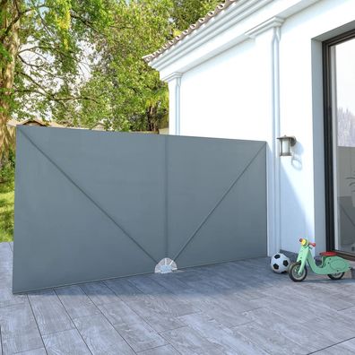 vidaXL Faltbarer Terrassen-Seitenfächer Grau 400×200 cm