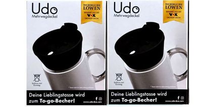 2er-Set Mehrwegdeckel zum To-Go-Becher Udo in Schwarz NEU