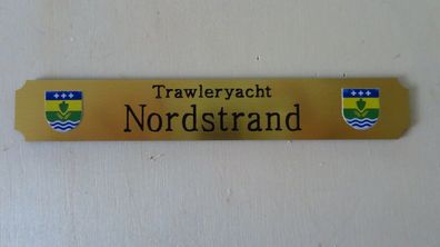 Kleines Namensschild für Modellständer - Trawleryacht Nordstrand