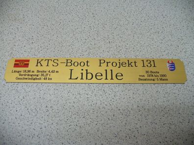 Namensschild für Modellständer mit Daten - KTS-Boot Libelle