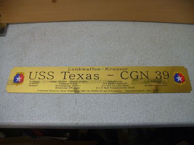 Riesiges Namensschild für Modellständer - USS Texas - CGN 39