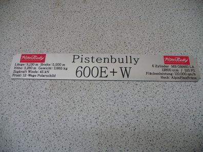 Namensschild für Modellständer mit Daten - Pistenbully 600 E + W
