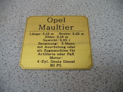 Namensschild für Modellständer oder Diorama - Opel Maultier