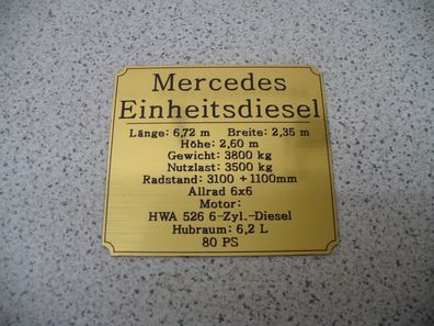Namensschild für Modellständer oder Diorama - Mercedes Einheitsdiesel