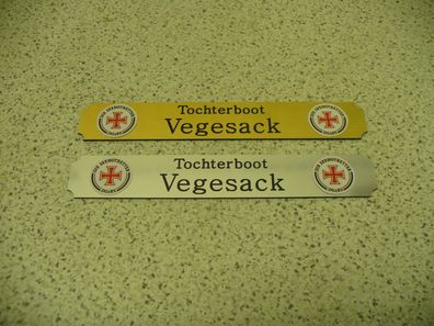 Kleines Namensschild für Modellständer - Tochterboot Vegesack / Tedje / Biene