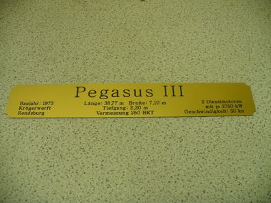 Namensschild für Modellständer mit Daten - Pegasus III