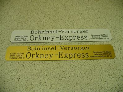 Namensschild für Modellständer mit Daten - Orkney Express