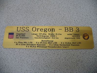 Hohes Namensschild mit zusätzlichen Daten für Modellständer - USS Oregon