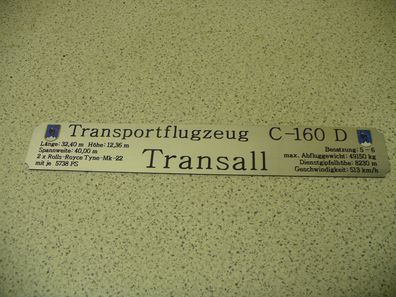Namensschild für Modellständer mit Daten - Transall C-160 D