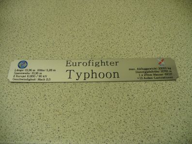 Namensschild für Modellständer mit Daten - Eurofighter Typhoon