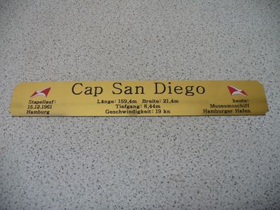 Namensschild für Modellständer mit Daten - Cap San Diego