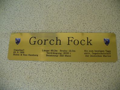 Hohes Namensschild mit zusätzlichen Daten für Modellständer - Gorch Fock