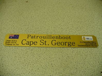 Namensschild für Modellständer mit Daten - Patrouillenboot Cape St. George