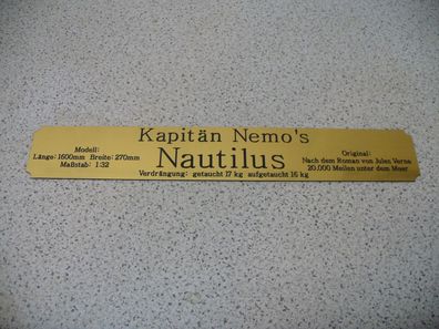 Namensschild für Modellständer mit Daten - Nautilus