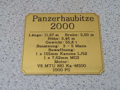 Namensschild für Modellständer oder Diorama - Panzerhaubitze 2000